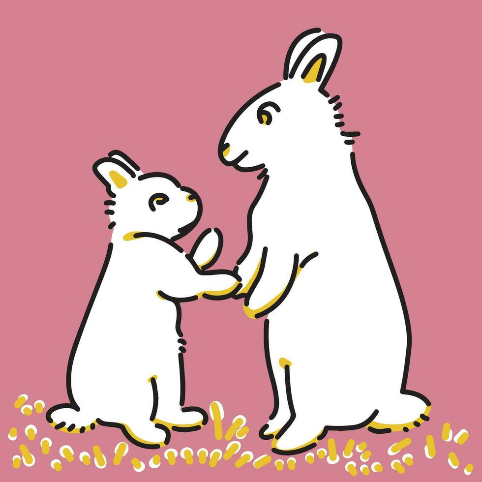 un pequeño blanco Conejo y un grande blanco Conejo vector
