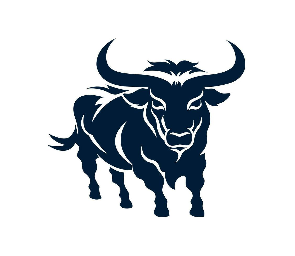 toro silueta logo en blanco antecedentes a mano creado vector