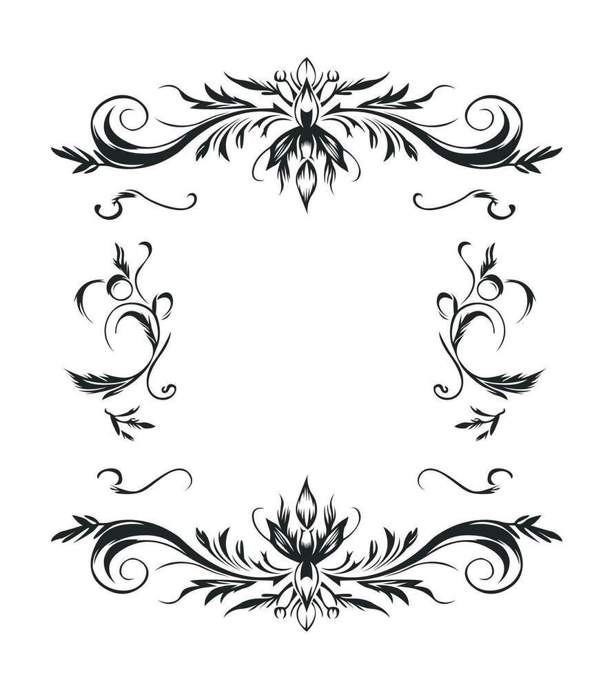 vector Ornate vintage frames black and white manually created editable eps