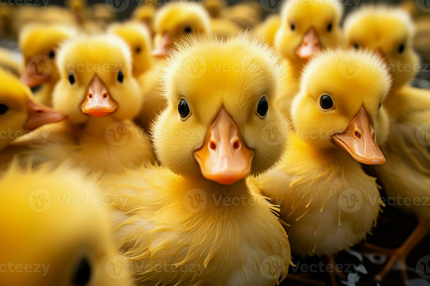 AI generated Cute fluffy small little yellow ducks AI Generated photo