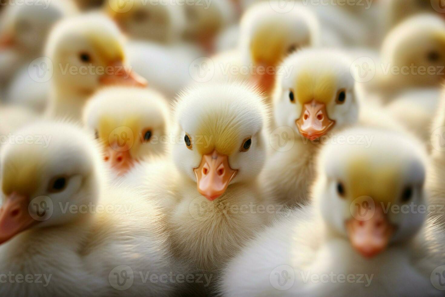 AI generated Cute fluffy small little yellow ducks AI Generated photo