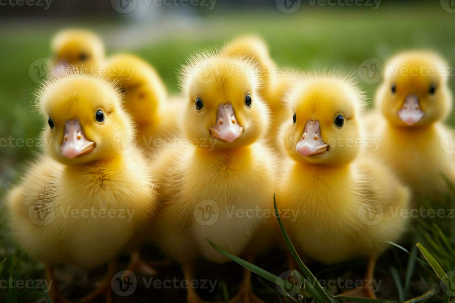 AI generated Cute fluffy small little yellow ducks AI Generated photo