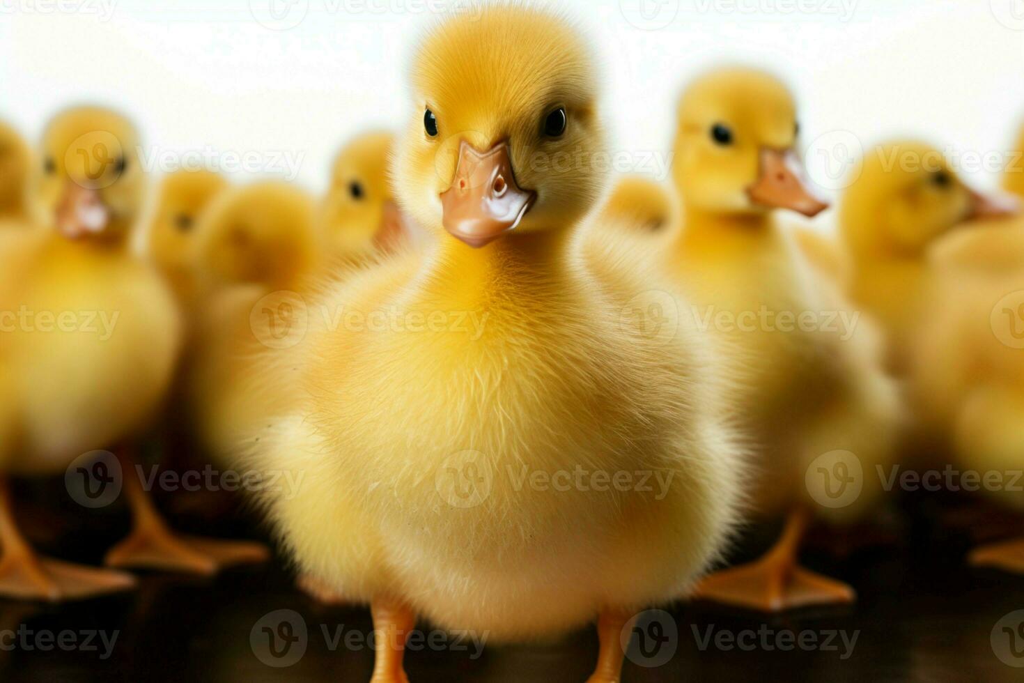 AI generated Cute fluffy small little yellow ducks AI Generated photo