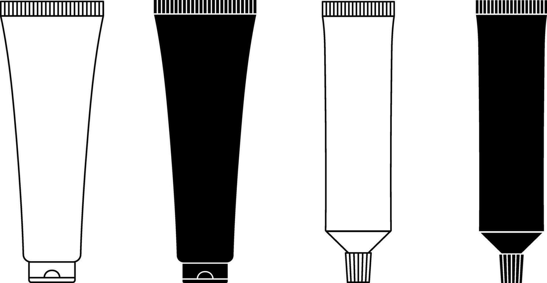 outline silhouette tube container flat icon set vector