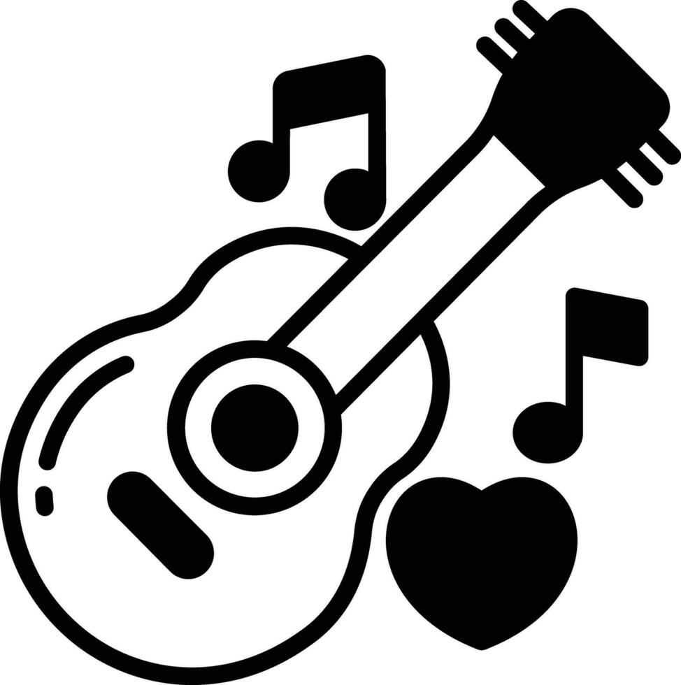 Guitar glyph and line vector illustration