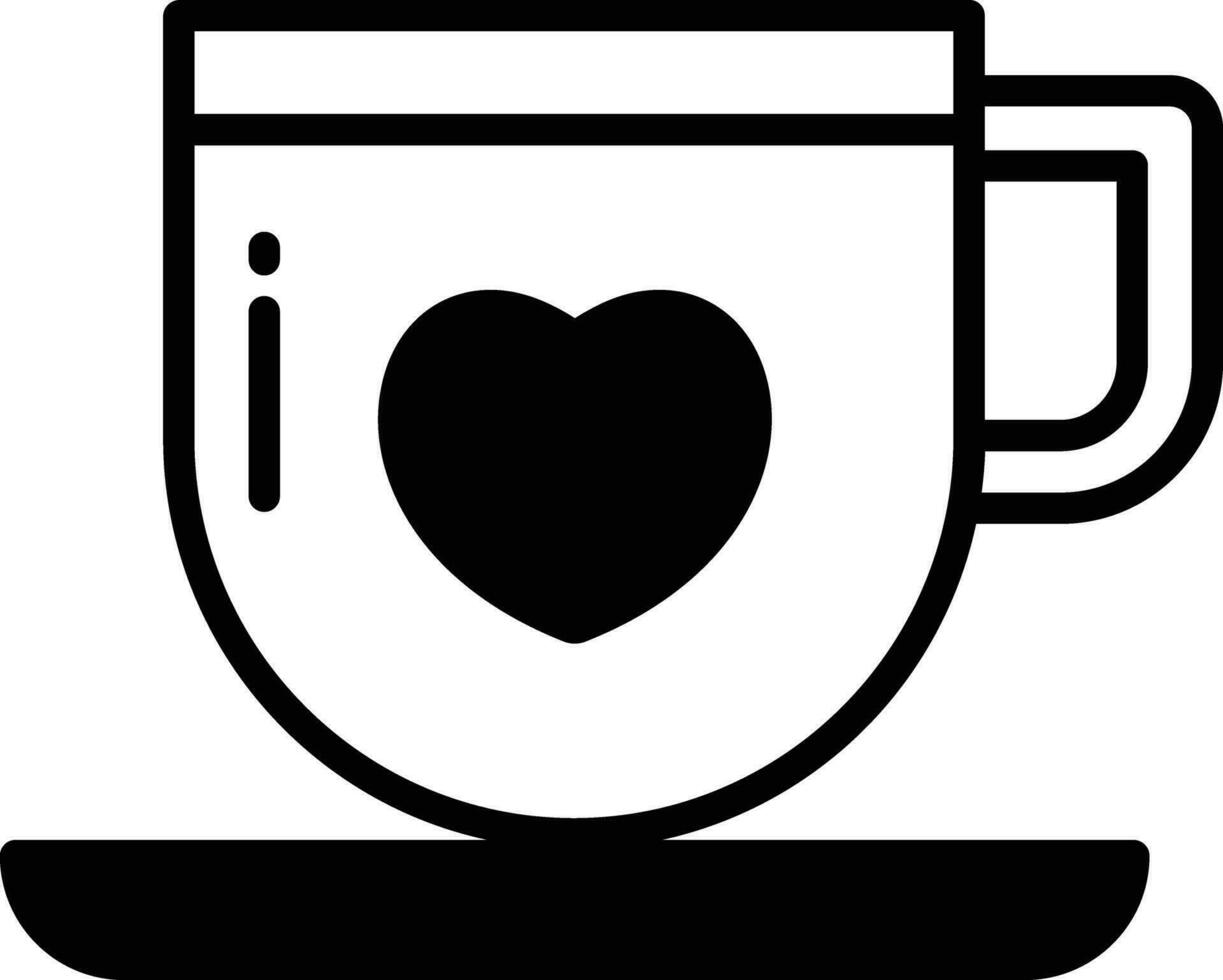 herbal tea cup glyph and line vector illustration