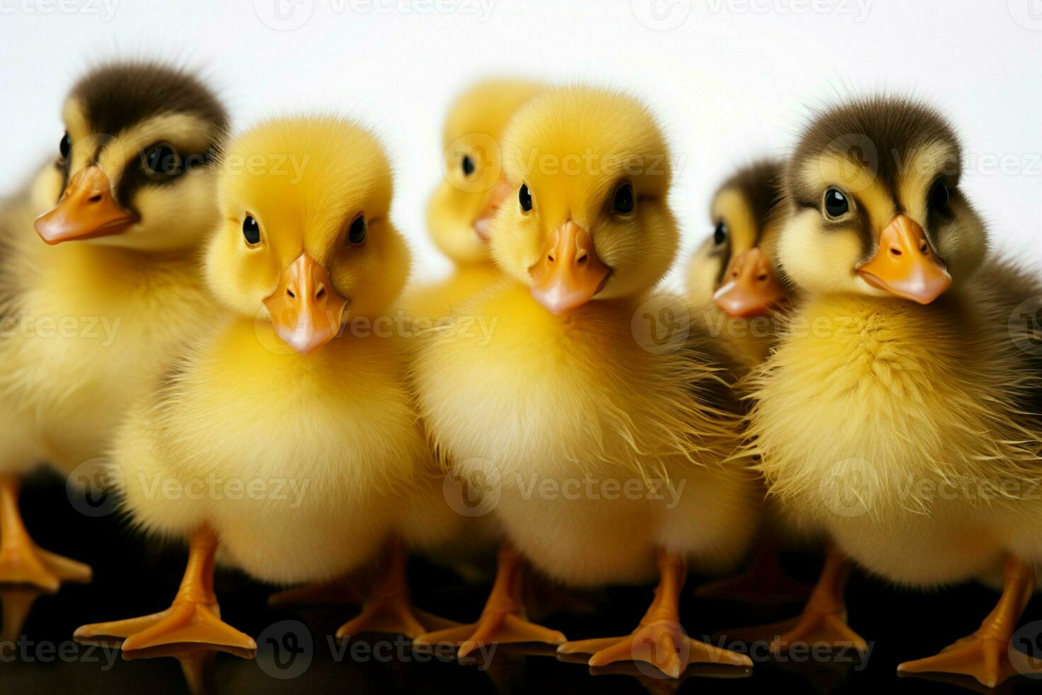 AI generated Cute fluffy small little yellow ducks AI Generated photo
