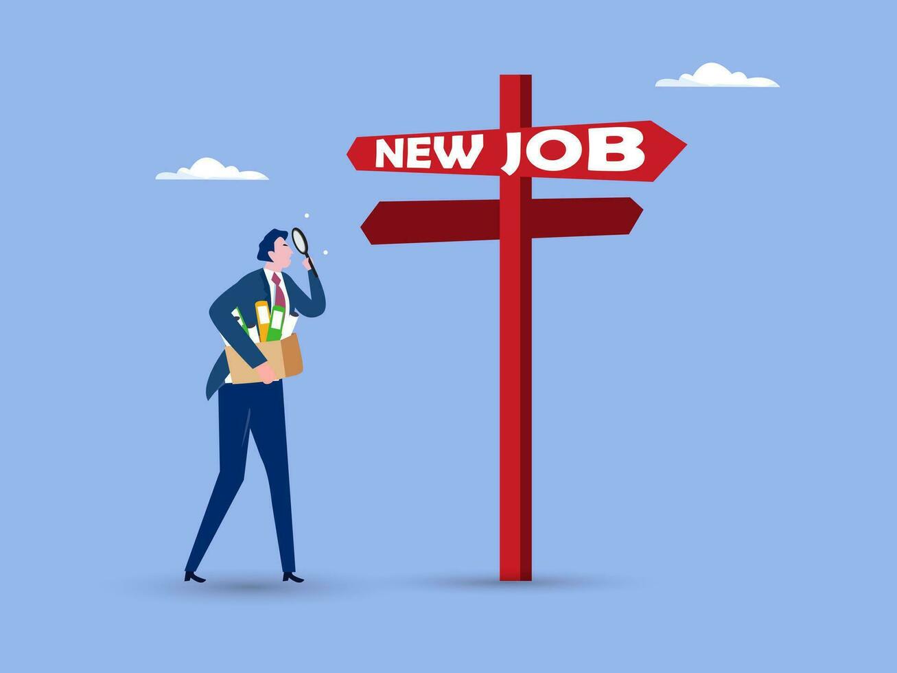 Change to new job, career or opportunity, new challenge to success, improvement or advancement, employment concept, businessman employee carrying stuffs changing to new job opportunity. vector