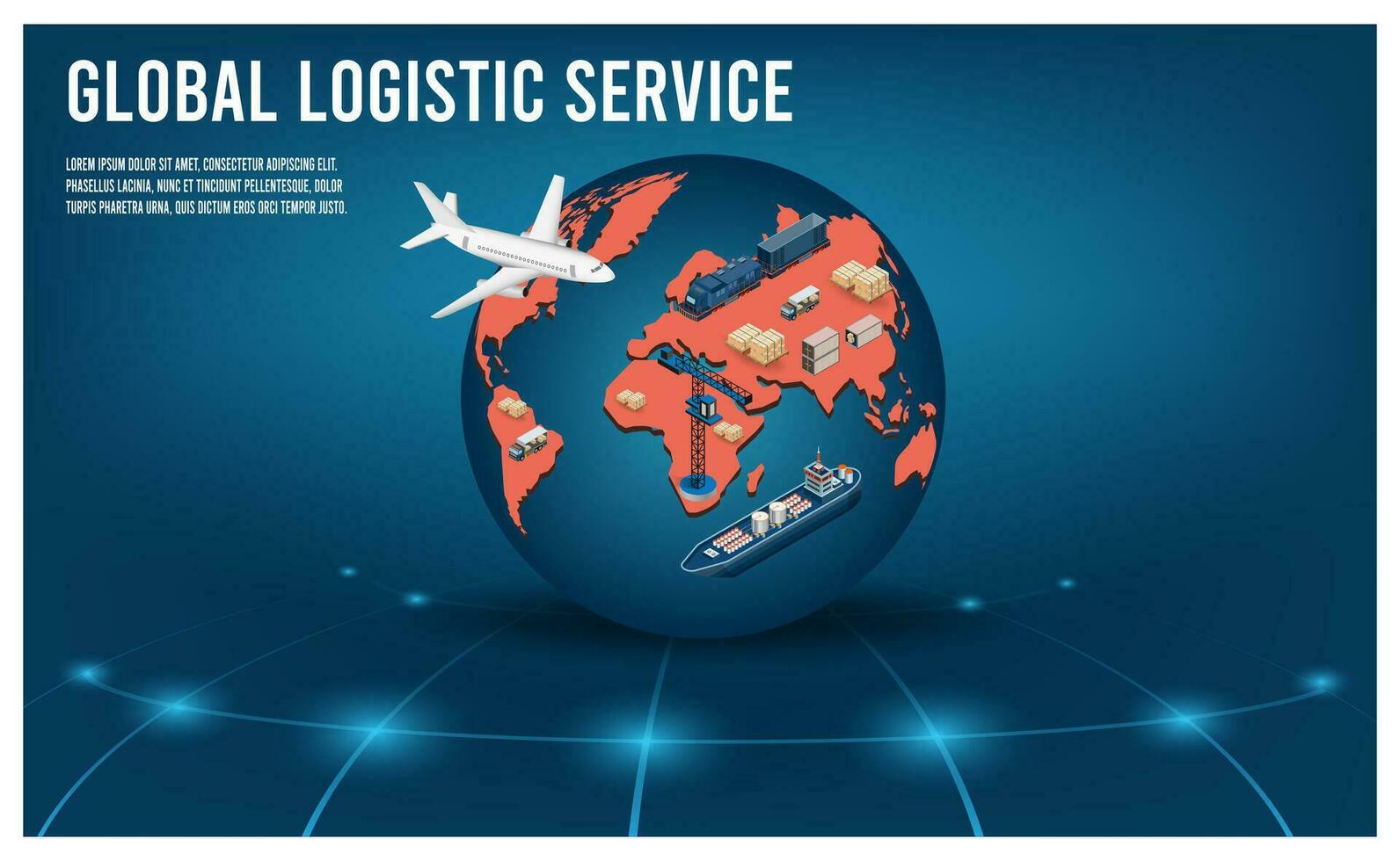 moderno global logístico Servicio concepto con exportar, importar, almacén negocio y transporte. vector ilustración eps10