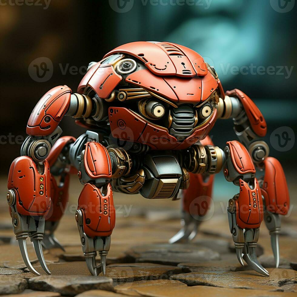 ai generado 3d robot dibujos animados cangrejo foto