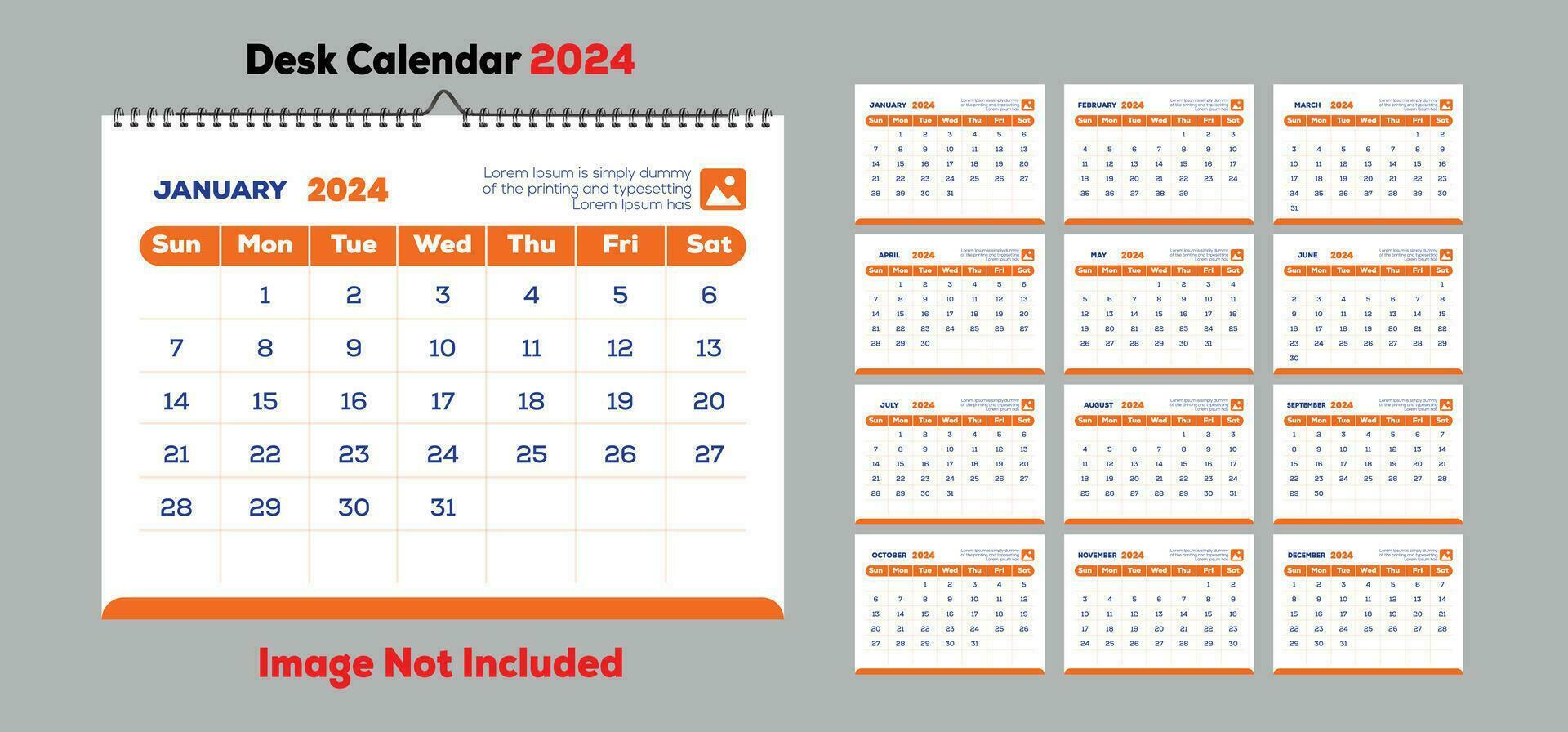 escritorio calendario 2024 vector