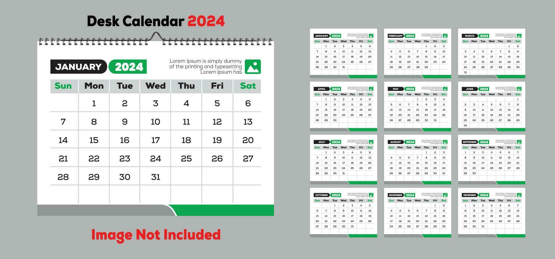 escritorio calendario diseño 2024 vector