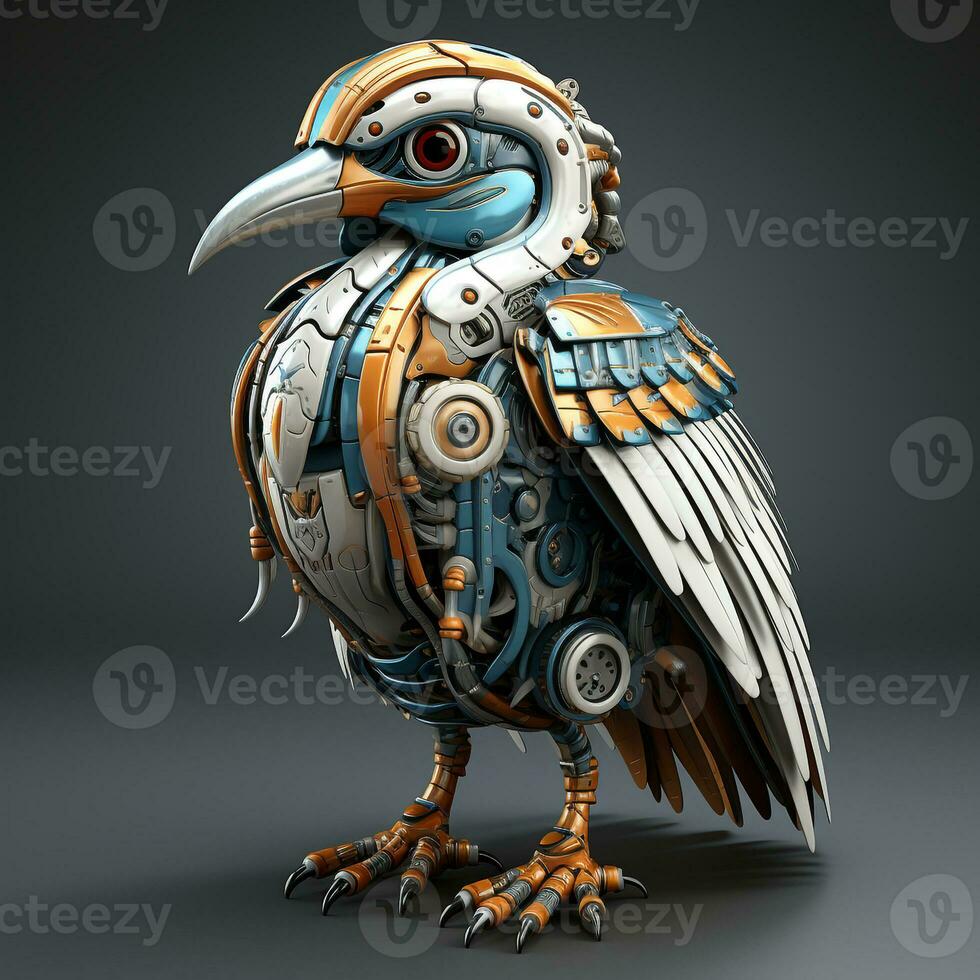 AI generated 3d Robot cartoon crane bird photo