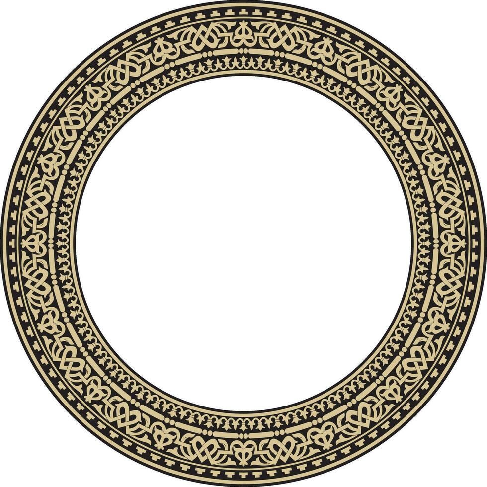 Vector round gold and black seamless classic byzantine ornament. Infinite circle, border, frame Ancient Greece, Eastern Roman Empire. Decoration of the Russian Orthodox Church