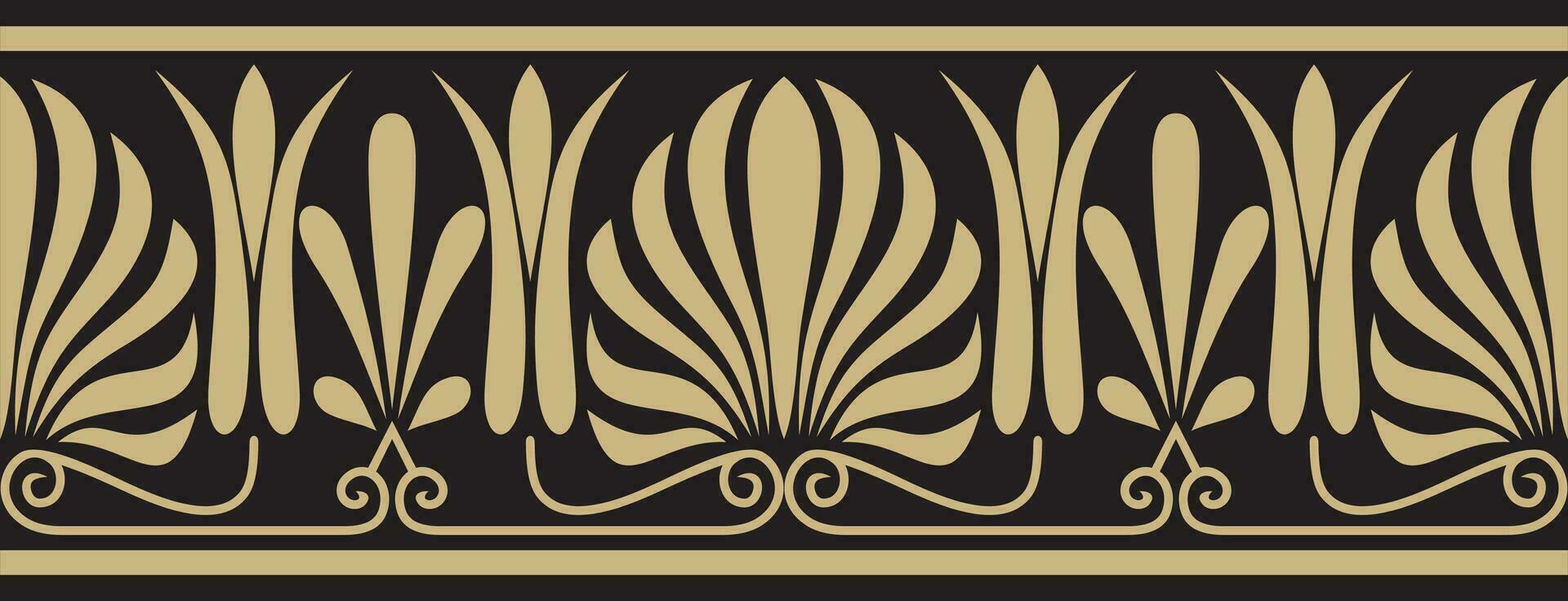 Vector gold and black seamless classic greek ornament. Endless European pattern. Border, frame Ancient Greece, Roman Empire