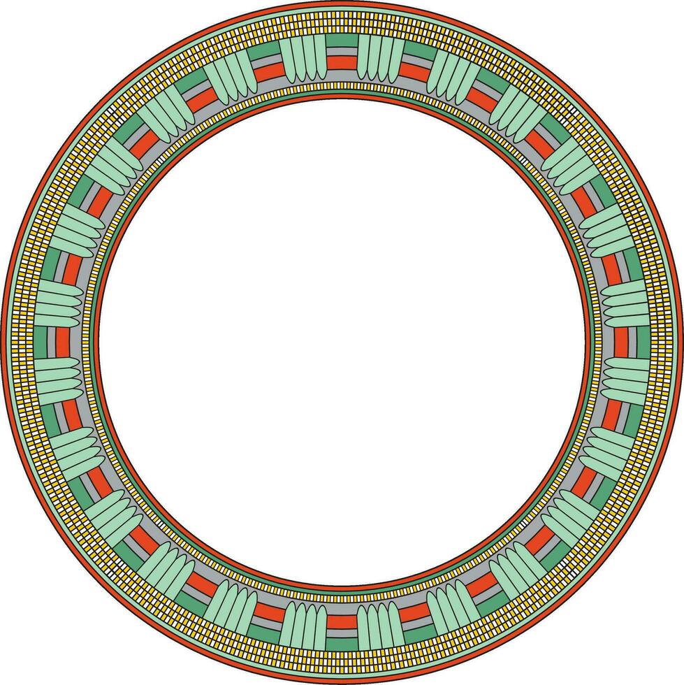 Vector colorful round Egyptian ornament. Endless Circle, Ring of Ancient Egypt. Geometric African frame