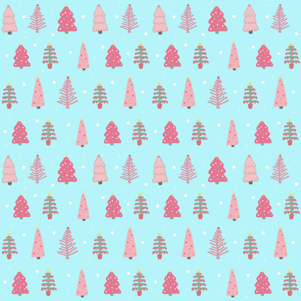 pastel christmas tree line art drawing pattern background vector