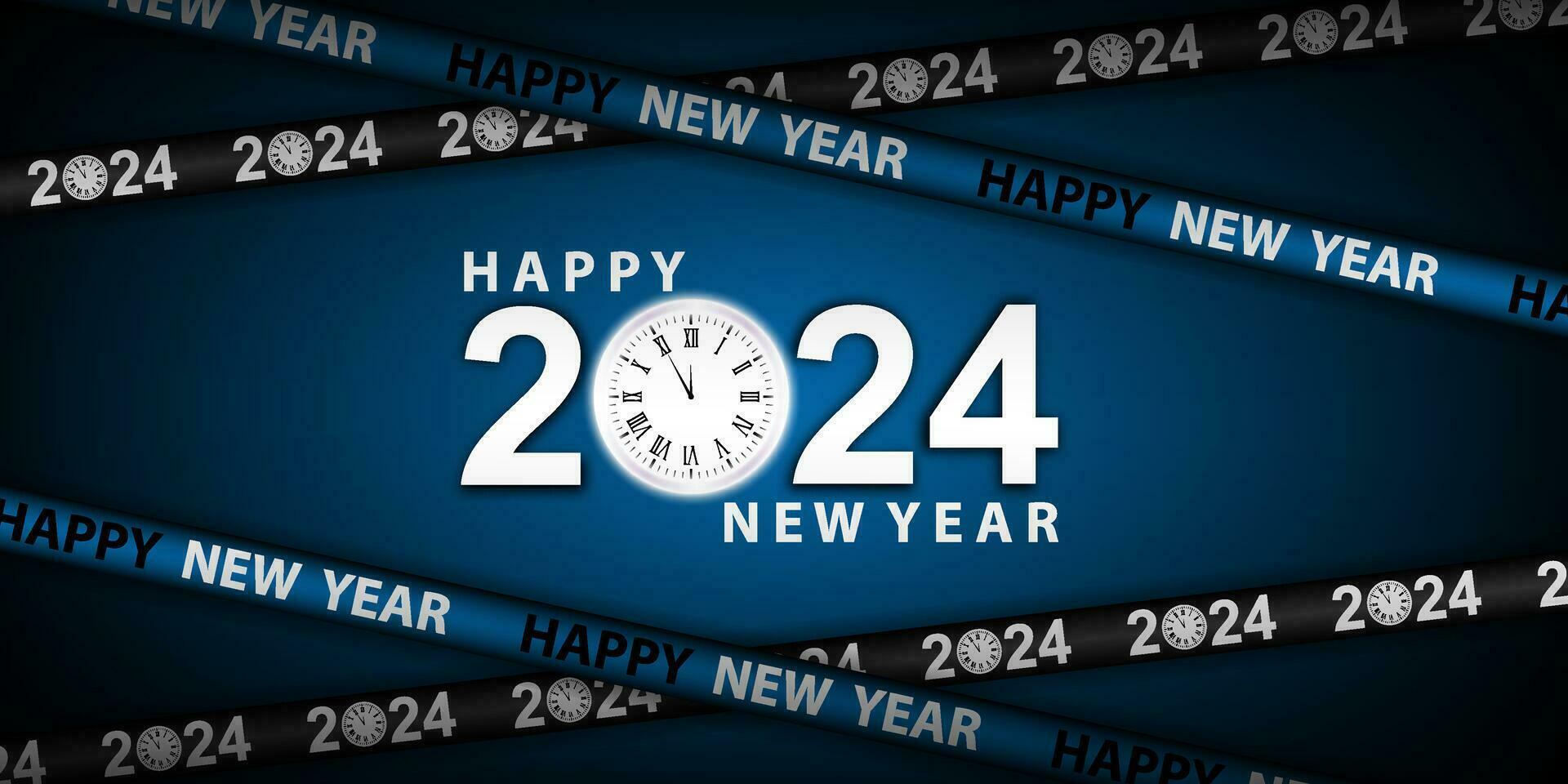 Happy New Year 2024 Background Design with ribbon lines. Greeting Cards, Banners, Posters. Vector Illustration.