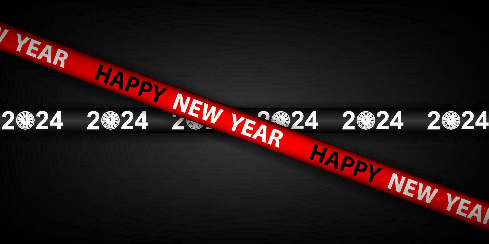 Happy New Year 2024 Background Design with ribbon lines. Greeting Cards, Banners, Posters. Vector Illustration.