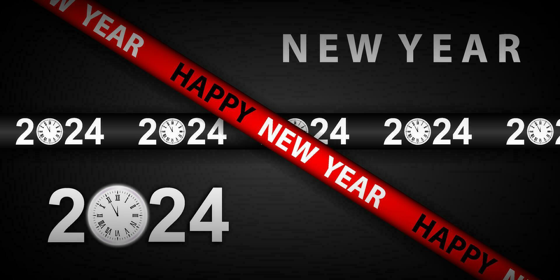 Happy New Year 2024 Background Design with ribbon lines. Greeting Cards, Banners, Posters. Vector Illustration.
