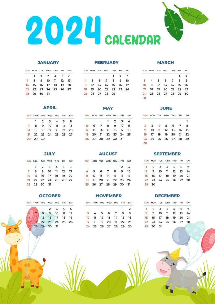 new year calendar 2024 with interesting pictures 35158807 Vector Art at