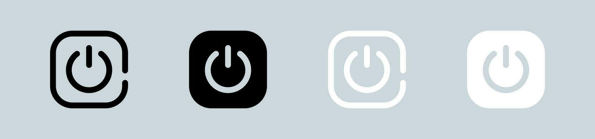 Activate icon set in black and white. Power signs vector illustration.