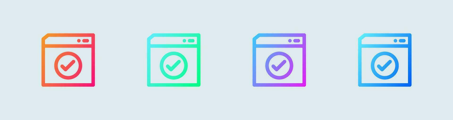 Accept line icon in gradient colors. Check mark signs vector illustration.