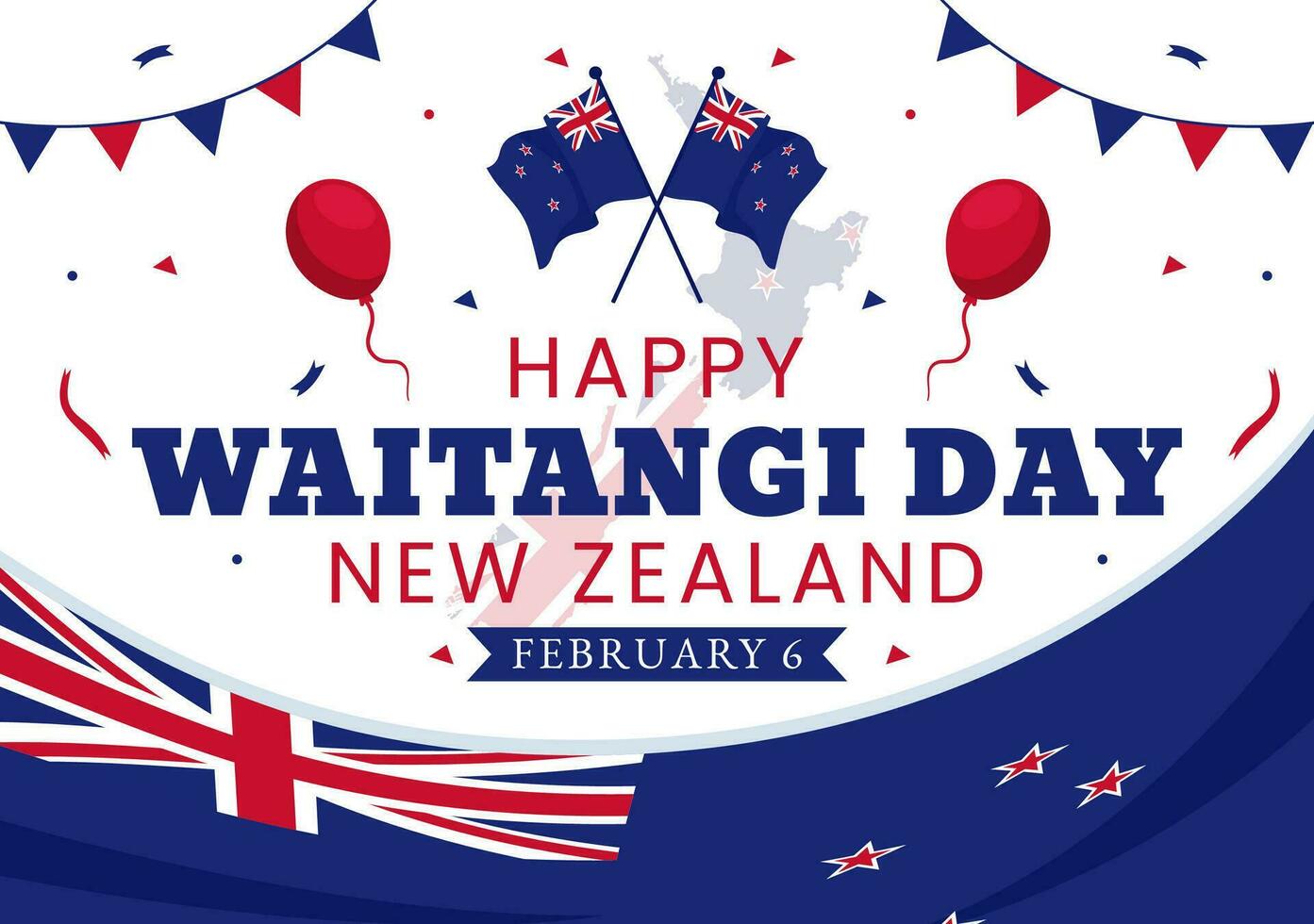 Happy Waitangi Day Vector Illustration on February 6 with New Zealand