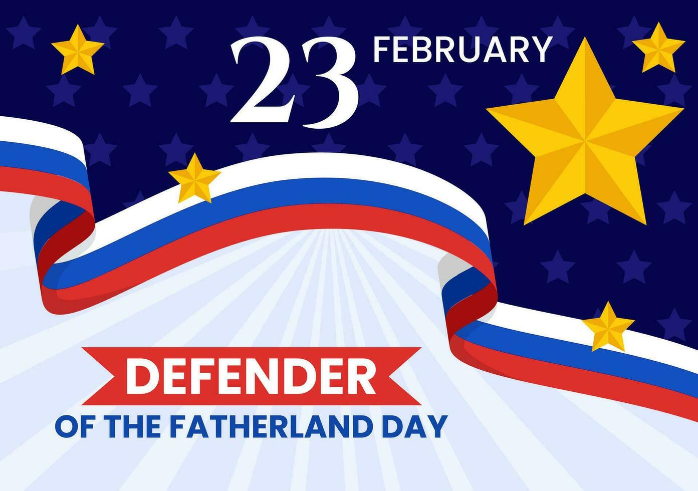 Defender of the Fatherland Day Vector Illustration on 23 February with Russian Flag and Star in National Holiday of Russia Flat Cartoon Background