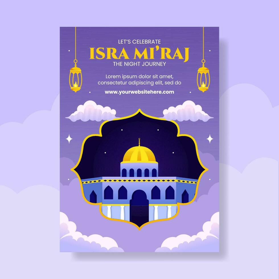 Isra Mi'raj Invitation Flat Cartoon Hand Drawn Templates Background Illustration vector