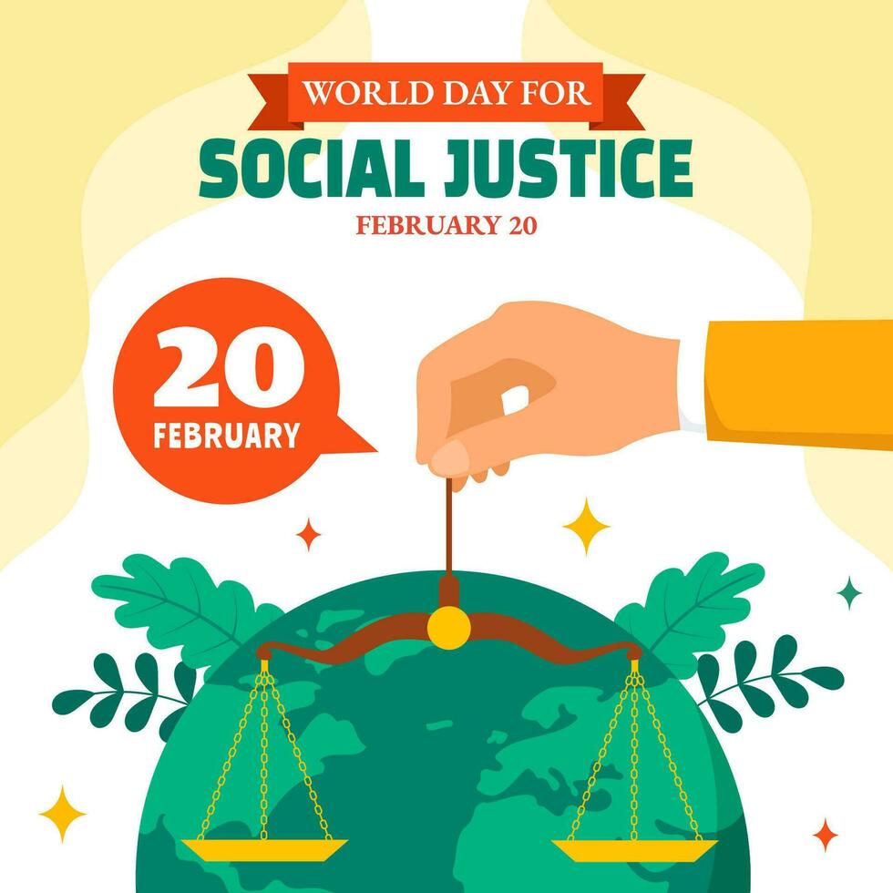 social justicia día social medios de comunicación ilustración plano dibujos animados mano dibujado plantillas antecedentes vector