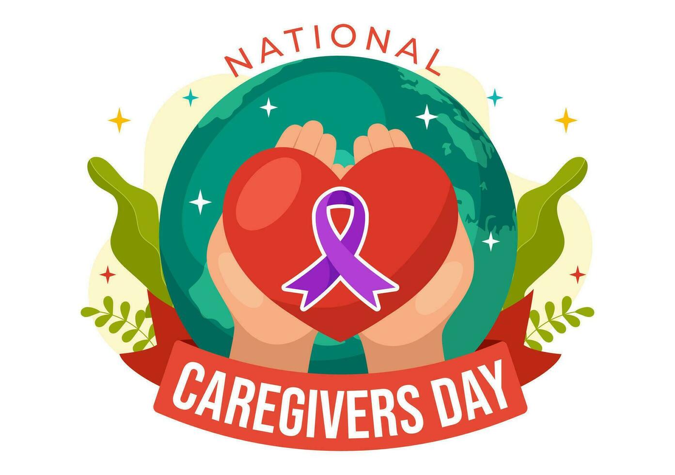 National Caregivers Day Vector Illustration on February 16th to Provide Selfless Personal Care
