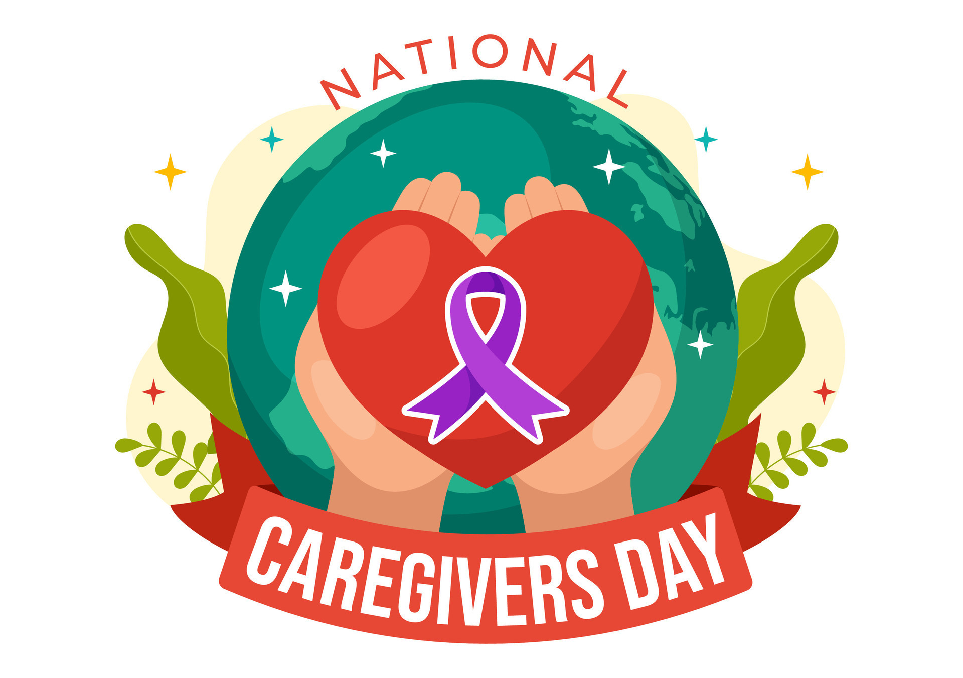 National Caregivers Day Vector Illustration on February 16th to Provide