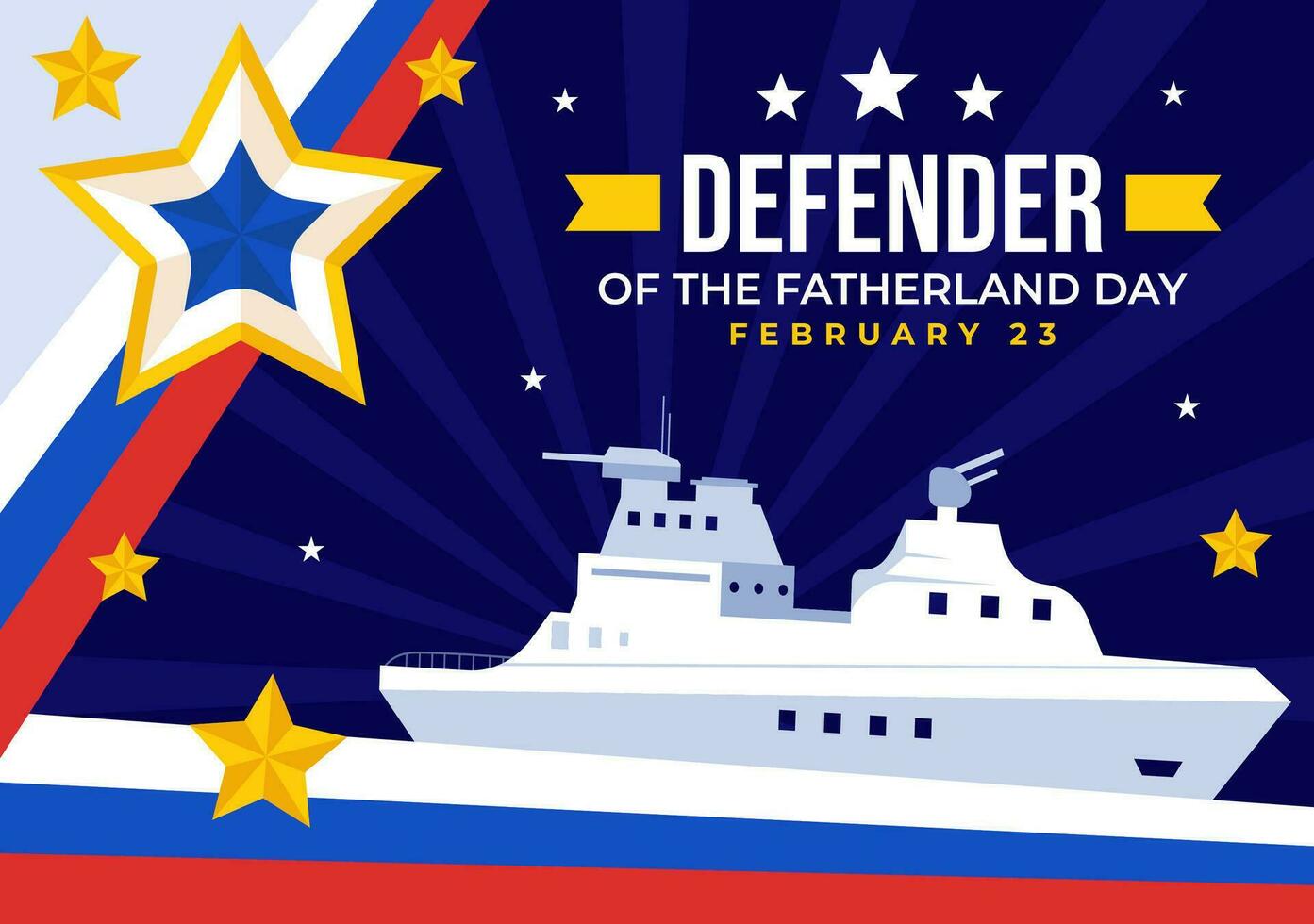 Defender of the Fatherland Day Vector Illustration on 23 February with Russian Flag and Star in National Holiday of Russia Flat Cartoon Background