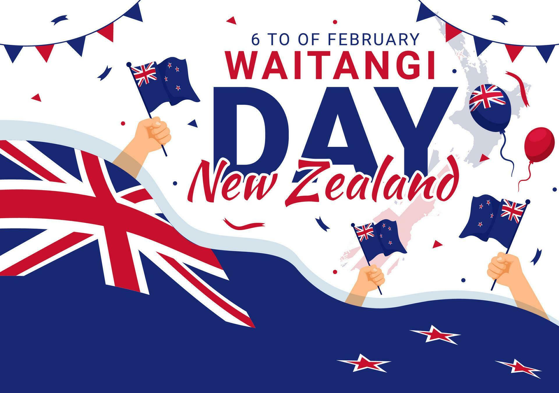 Happy Waitangi Day Vector Illustration on February 6 with New Zealand
