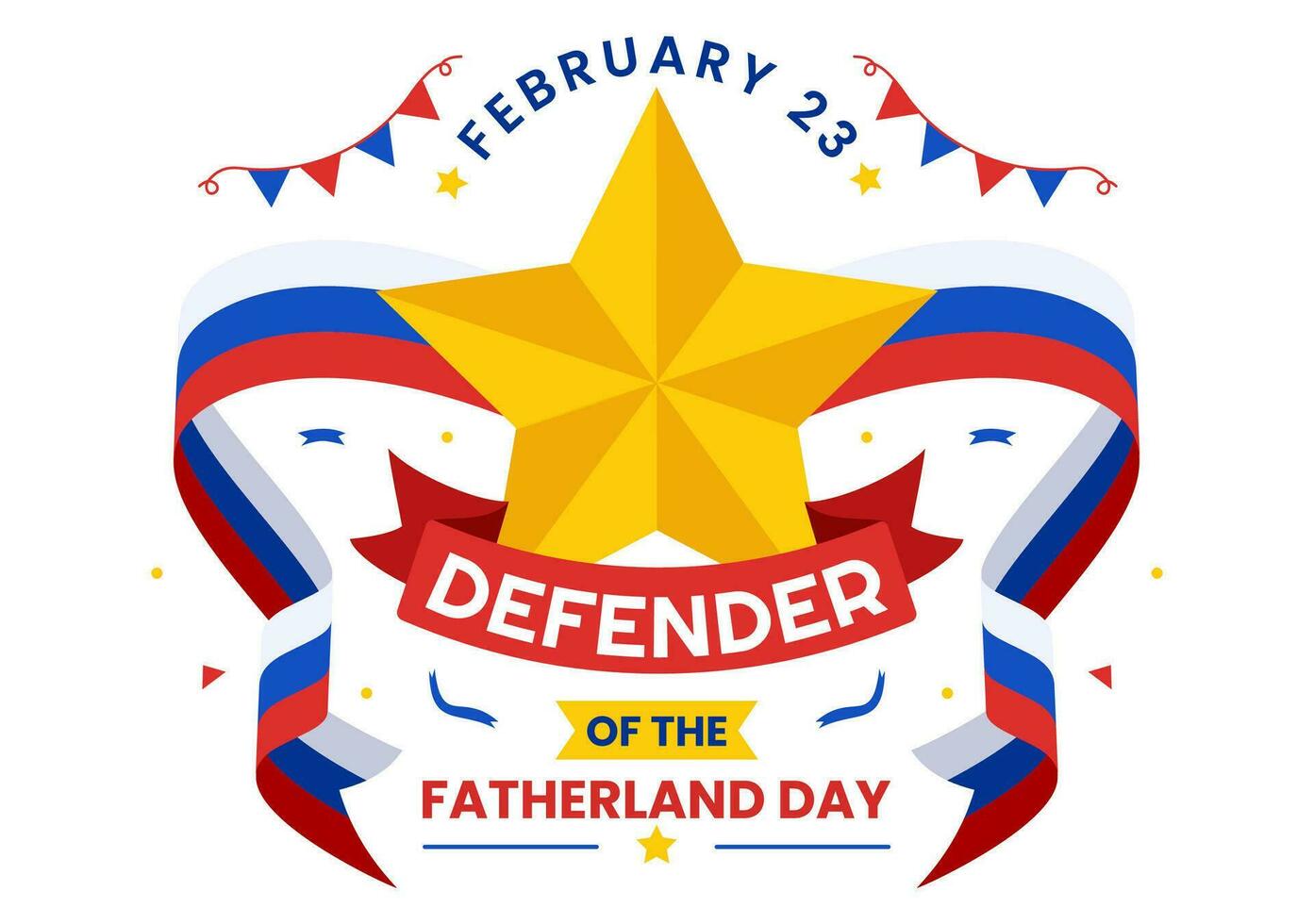 Defender of the Fatherland Day Vector Illustration on 23 February with Russian Flag and Star in National Holiday of Russia Flat Cartoon Background