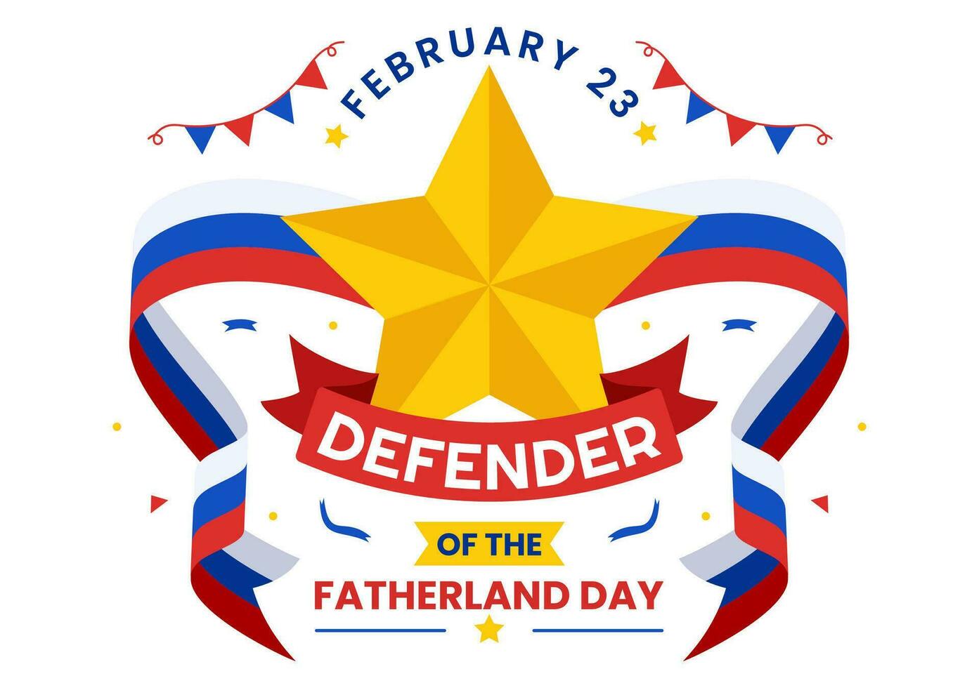 Defender of the Fatherland Day Vector Illustration on 23 February with Russian Flag and Star in National Holiday of Russia Flat Cartoon Background