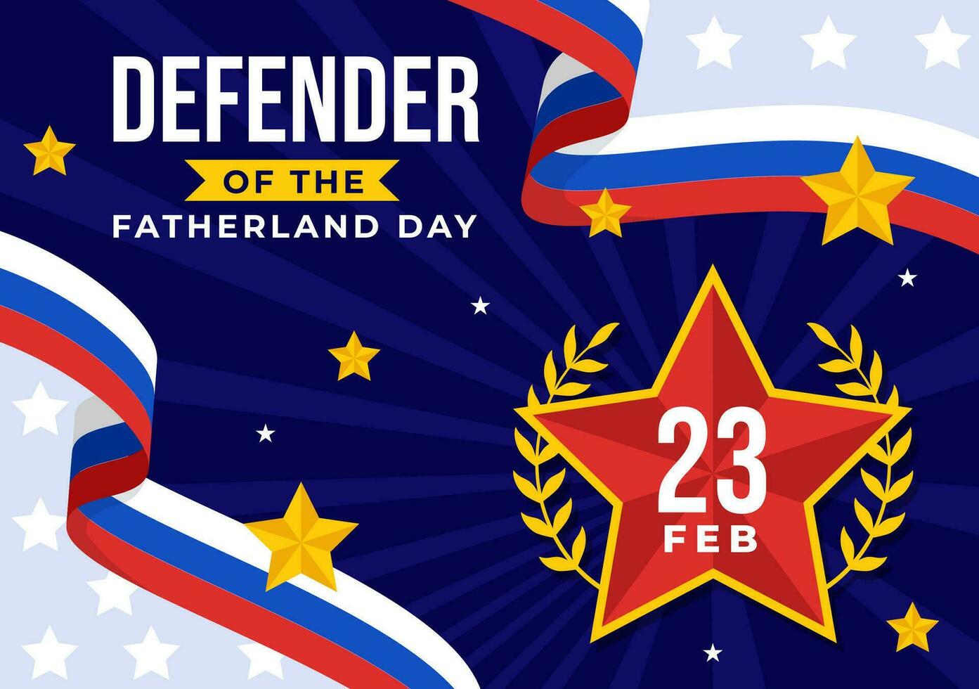 Defender of the Fatherland Day Vector Illustration on 23 February with Russian Flag and Star in National Holiday of Russia Flat Cartoon Background