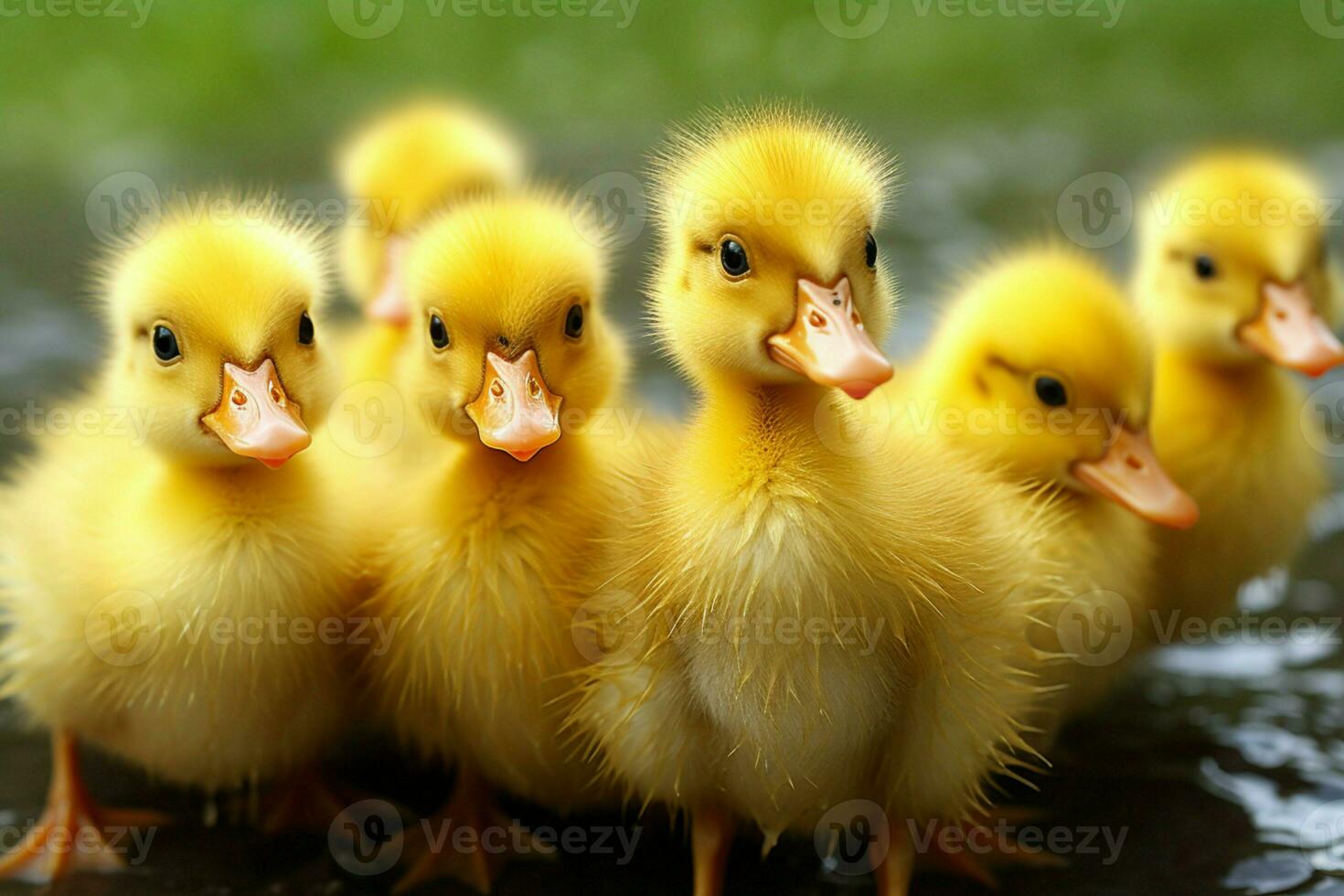 AI generated Cute fluffy small little yellow ducks AI Generated photo