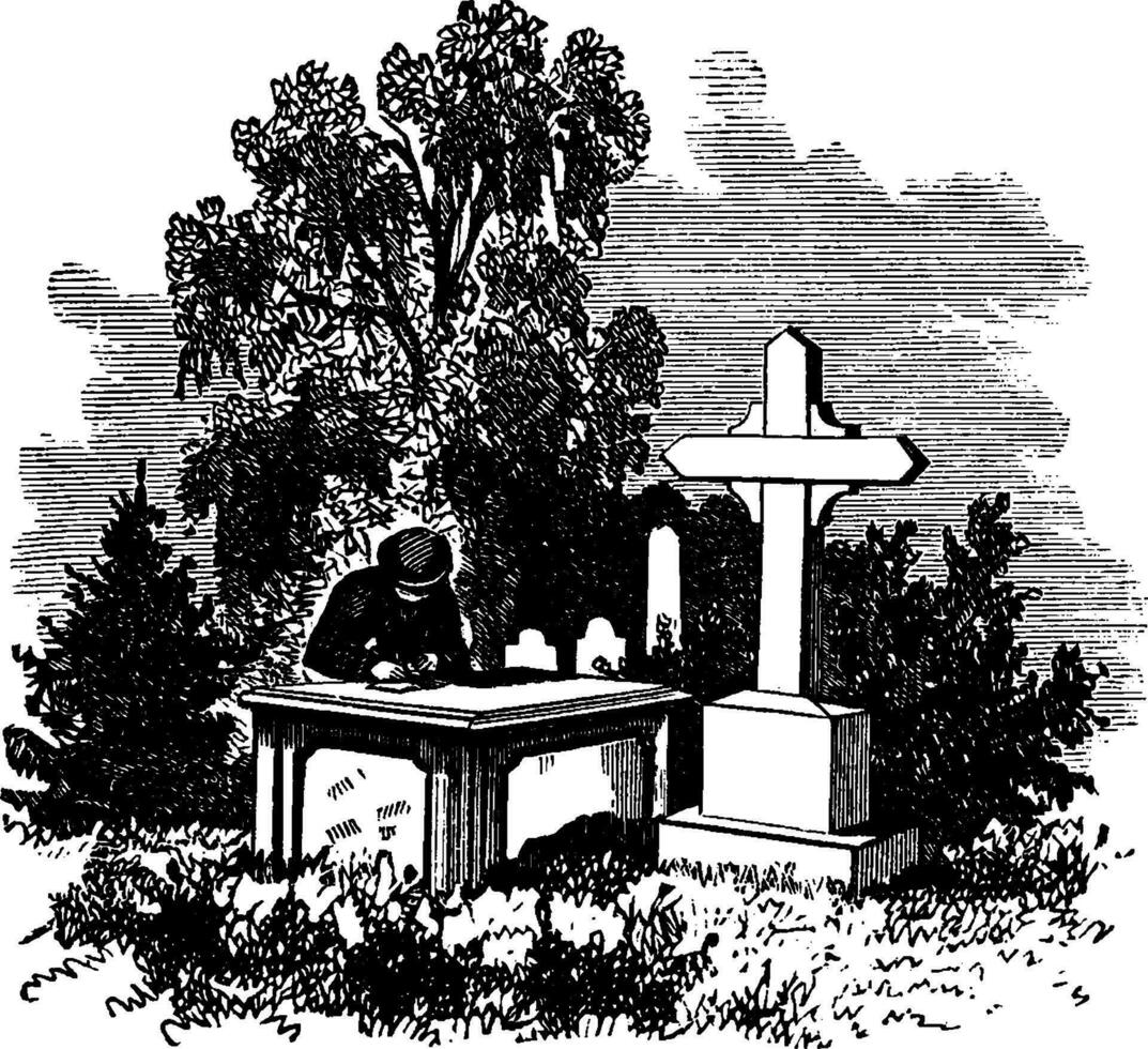 Richard Dale's Monument,vintage illustration vector