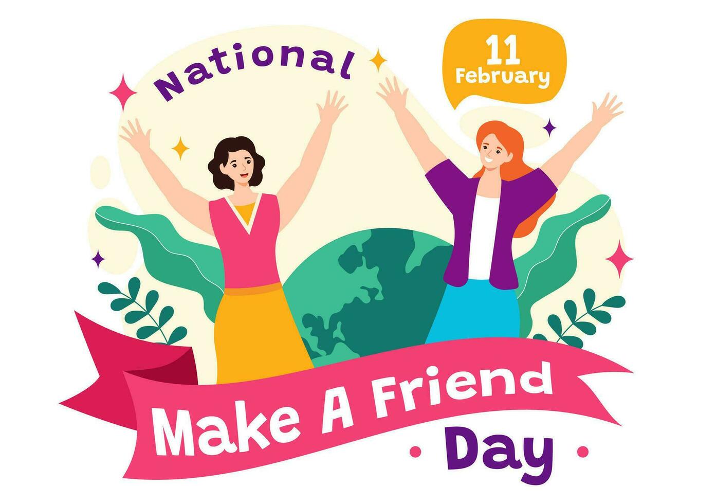 National Make a Friend Day Vector Illustration