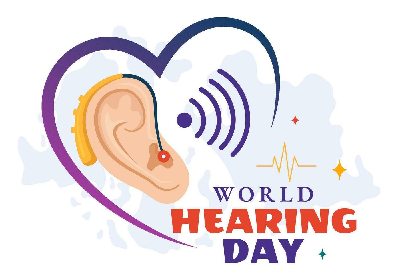 World Hearing Day Vector Illustration on 3 March to Raise Awareness on How to Prevent Deafness and Ear Treatment in Flat Healthcare Background