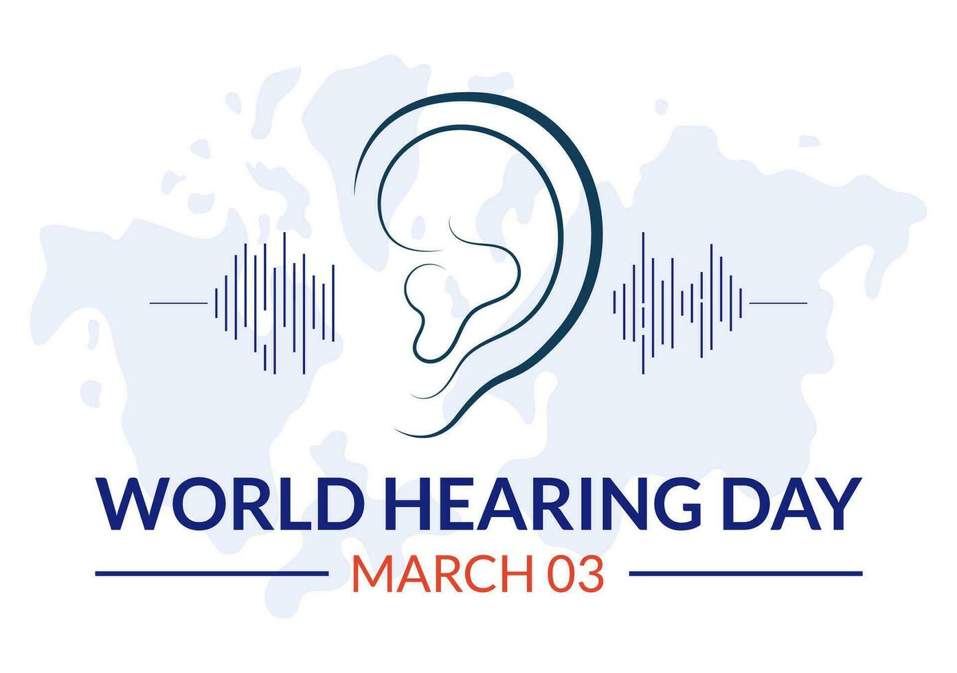 World Hearing Day Vector Illustration on 3 March to Raise Awareness on How to Prevent Deafness and Ear Treatment in Flat Healthcare Background