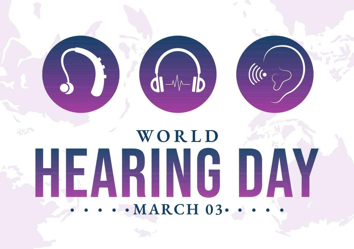 World Hearing Day Vector Illustration on 3 March to Raise Awareness on How to Prevent Deafness and Ear Treatment in Flat Healthcare Background