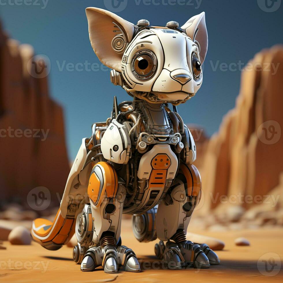 AI generated 3d Robot kangaroo photo