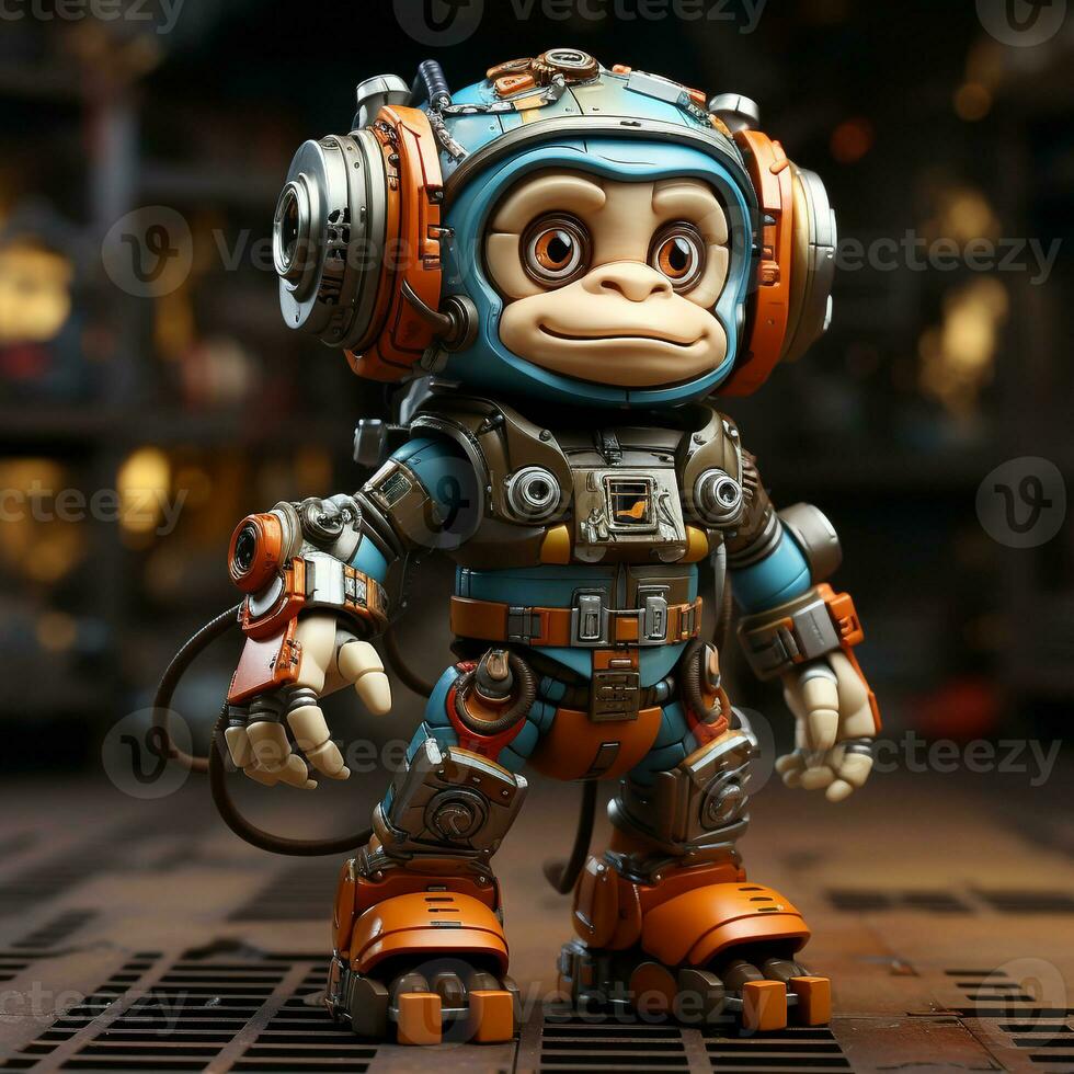 AI generated 3d robot monkey photo