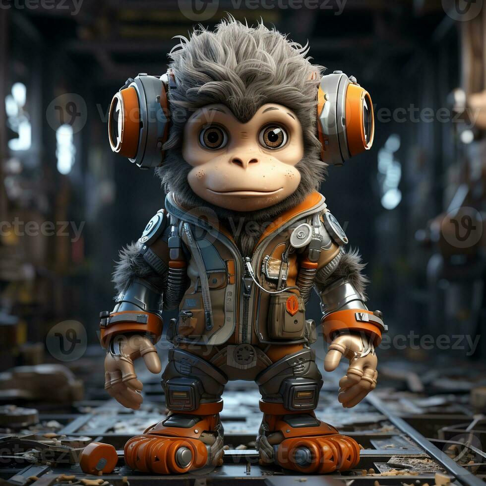 AI generated 3d robot monkey photo