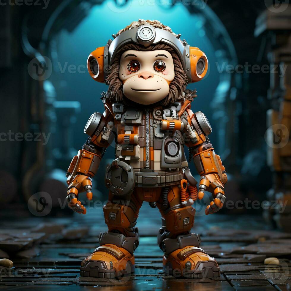 AI generated 3d robot monkey photo