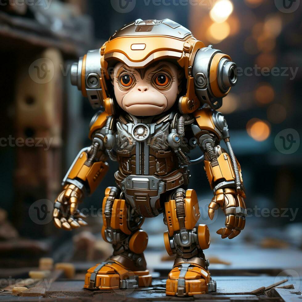 AI generated 3d robot monkey photo