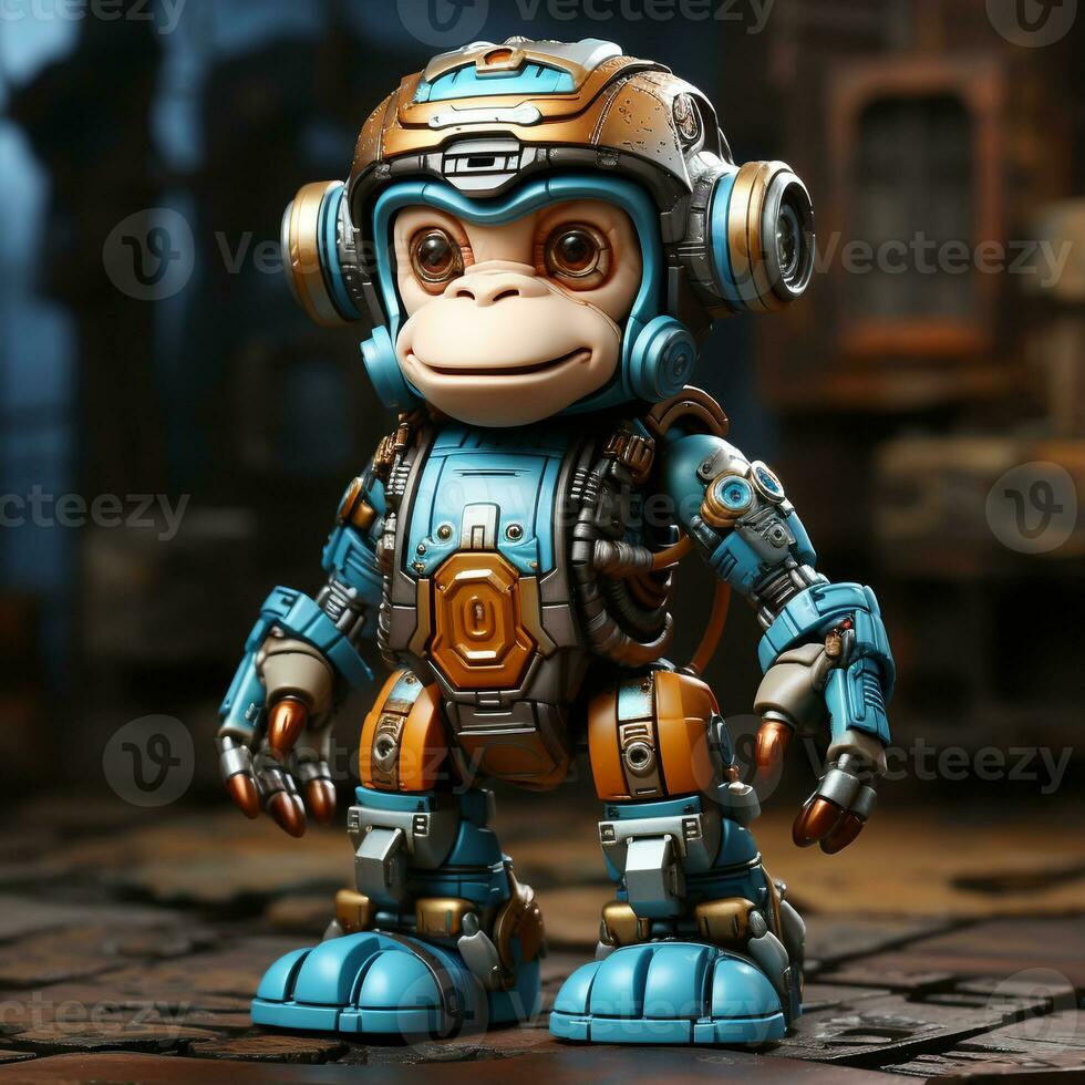 AI generated 3d robot monkey photo